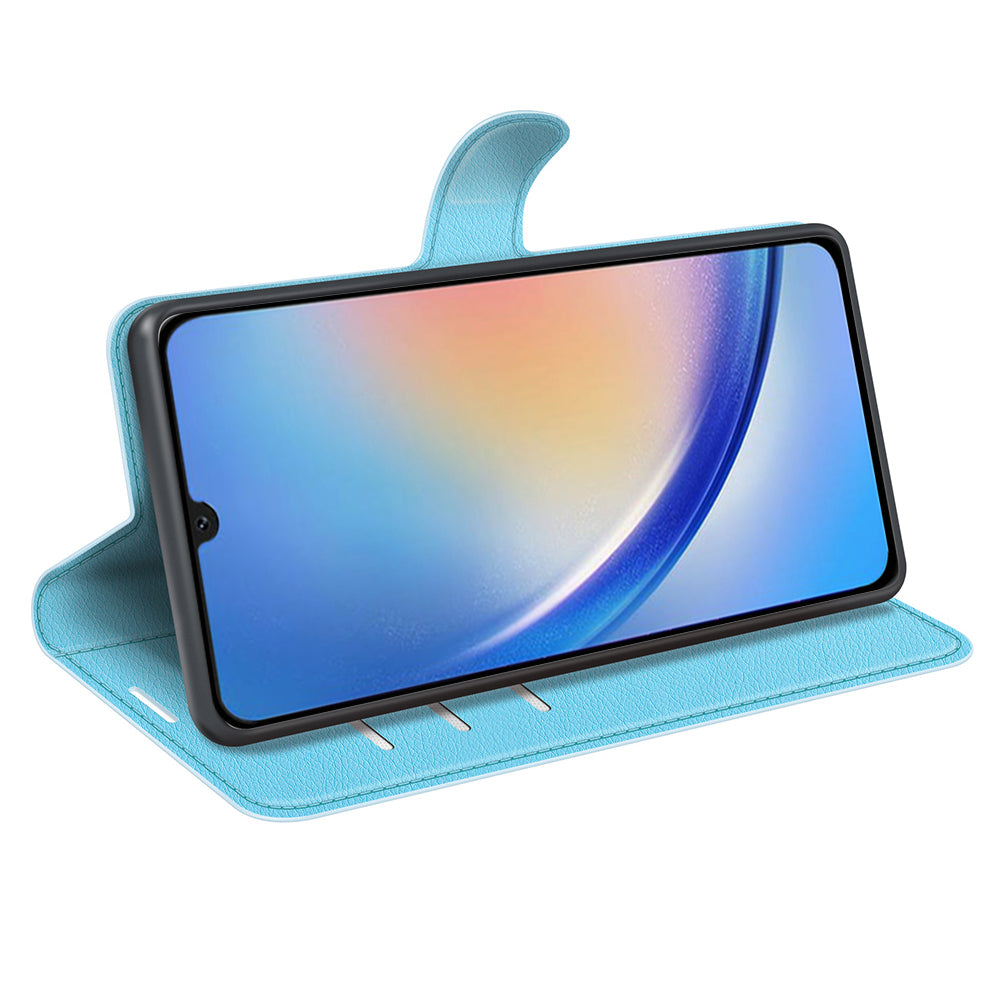 For Samsung Galaxy A24 4G PU Leather Wallet Shell Litchi Texture Phone Case Flip Stand Cover