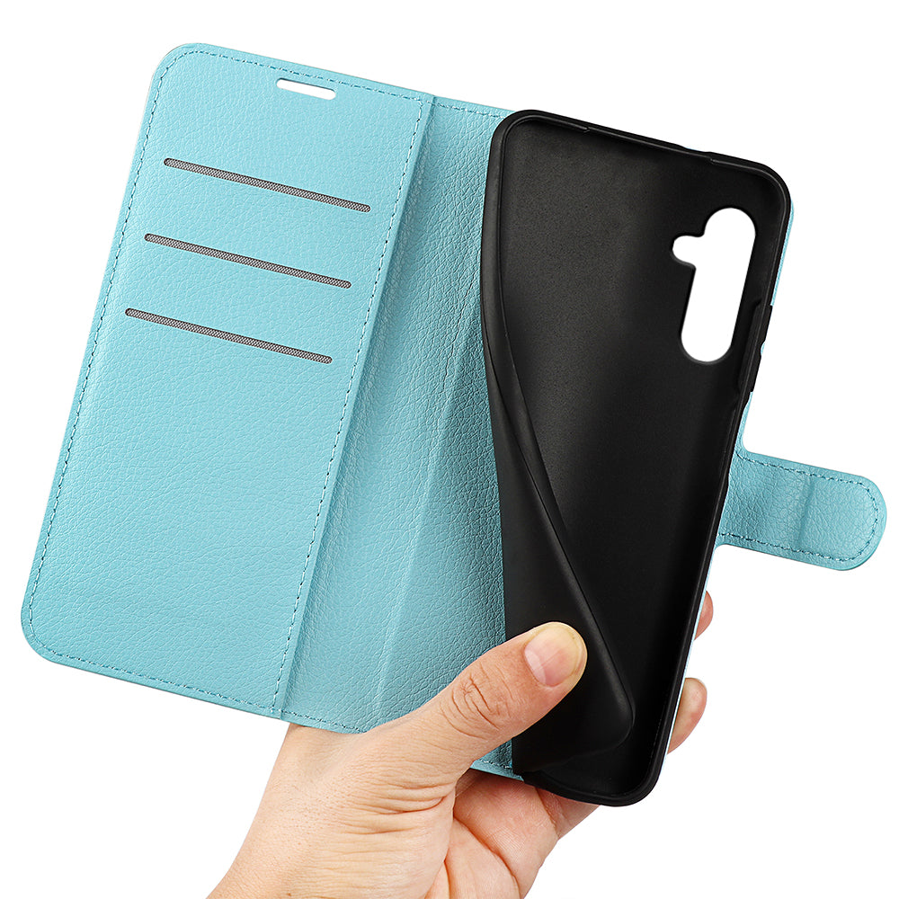 For Samsung Galaxy A24 4G PU Leather Wallet Shell Litchi Texture Phone Case Flip Stand Cover
