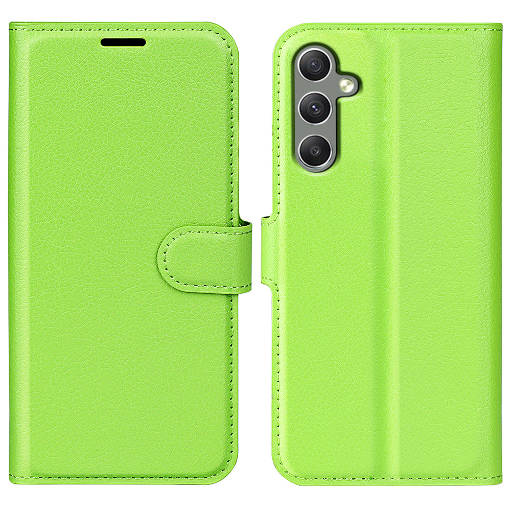 For Samsung Galaxy A24 4G PU Leather Wallet Shell Litchi Texture Phone Case Flip Stand Cover