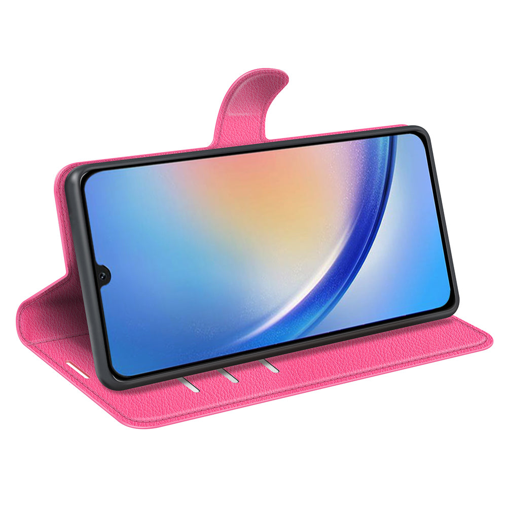For Samsung Galaxy A24 4G PU Leather Wallet Shell Litchi Texture Phone Case Flip Stand Cover