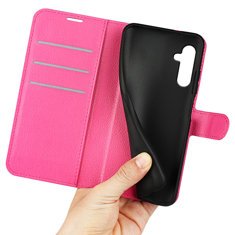 For Samsung Galaxy A24 4G PU Leather Wallet Shell Litchi Texture Phone Case Flip Stand Cover