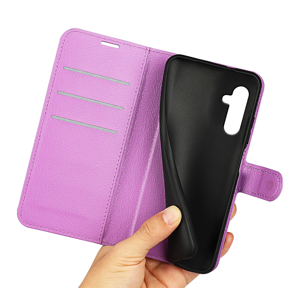For Samsung Galaxy A24 4G PU Leather Wallet Shell Litchi Texture Phone Case Flip Stand Cover