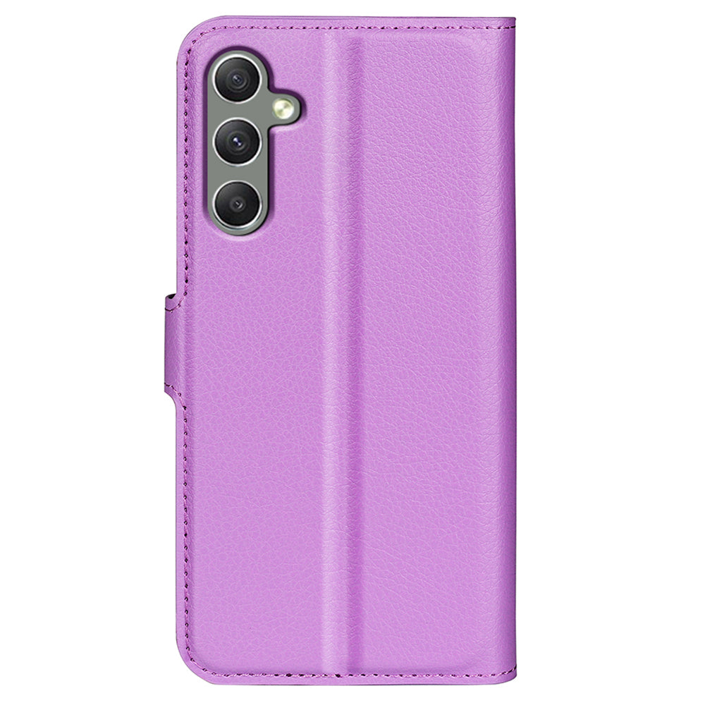 For Samsung Galaxy A24 4G PU Leather Wallet Shell Litchi Texture Phone Case Flip Stand Cover