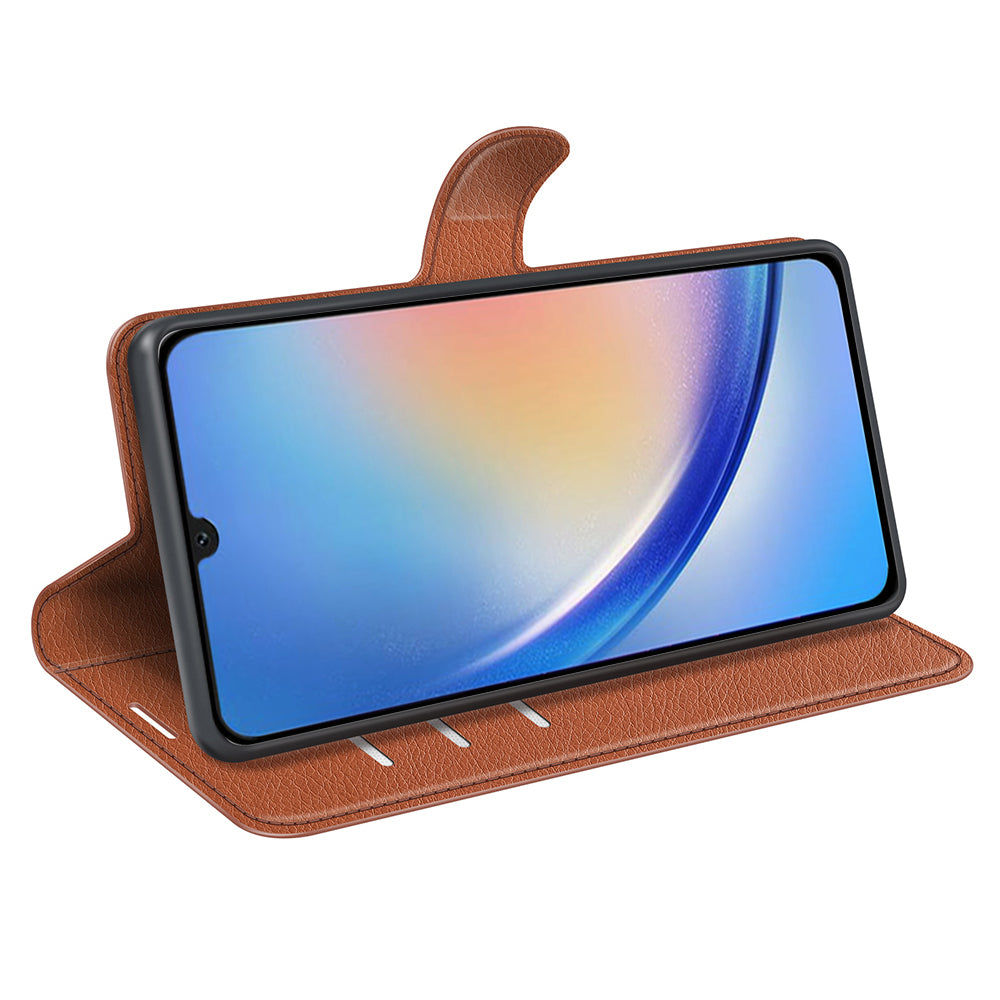 For Samsung Galaxy A24 4G PU Leather Wallet Shell Litchi Texture Phone Case Flip Stand Cover