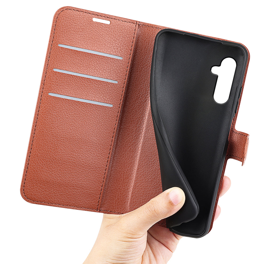 For Samsung Galaxy A24 4G PU Leather Wallet Shell Litchi Texture Phone Case Flip Stand Cover