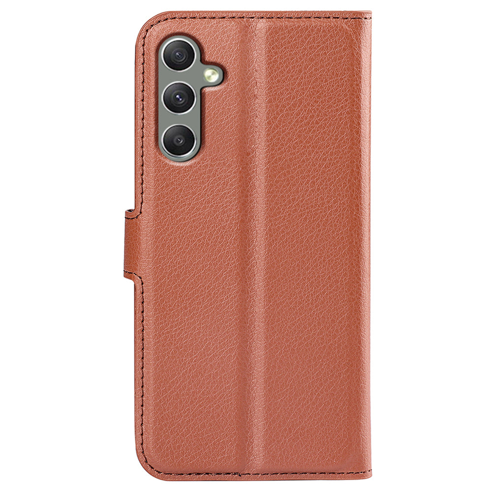 For Samsung Galaxy A24 4G PU Leather Wallet Shell Litchi Texture Phone Case Flip Stand Cover