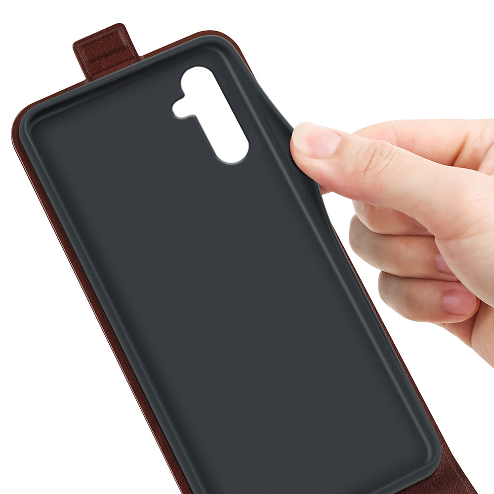 For Samsung Galaxy A24 4G Vertical Flip Card Holder Phone Case Crazy Horse Texture PU Leather Cover