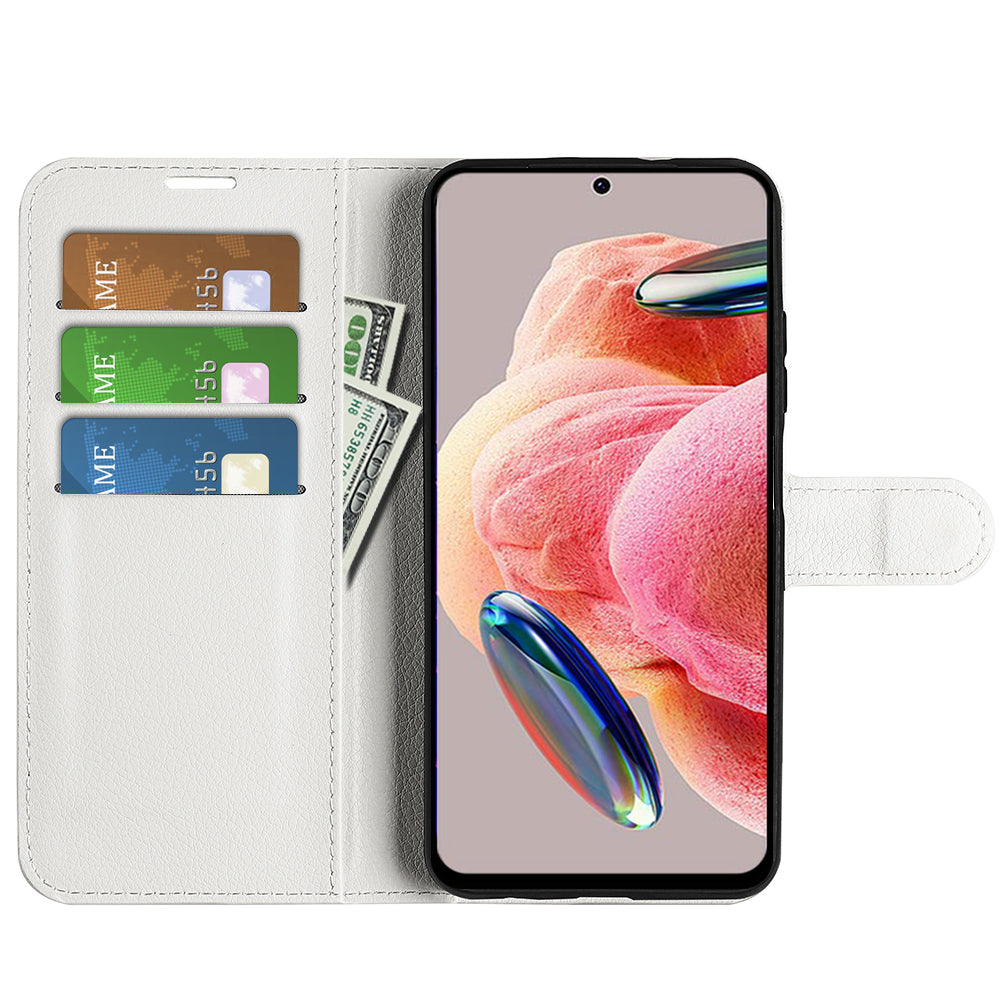 For Xiaomi Redmi Note 12 4G Litchi Texture PU Leather Wallet Anti-drop Shell Flip Stand Phone Case