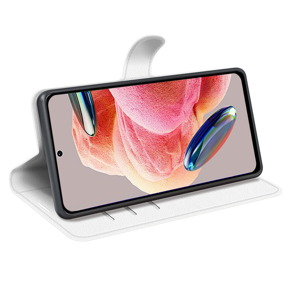 For Xiaomi Redmi Note 12 4G Litchi Texture PU Leather Wallet Anti-drop Shell Flip Stand Phone Case