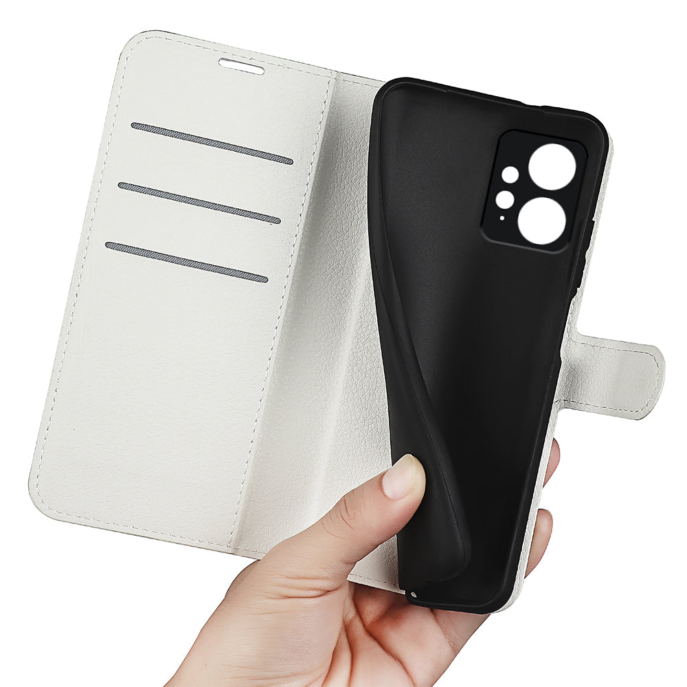 For Xiaomi Redmi Note 12 4G Litchi Texture PU Leather Wallet Anti-drop Shell Flip Stand Phone Case