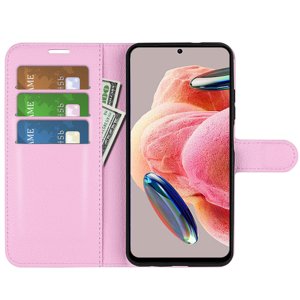 For Xiaomi Redmi Note 12 4G Litchi Texture PU Leather Wallet Anti-drop Shell Flip Stand Phone Case