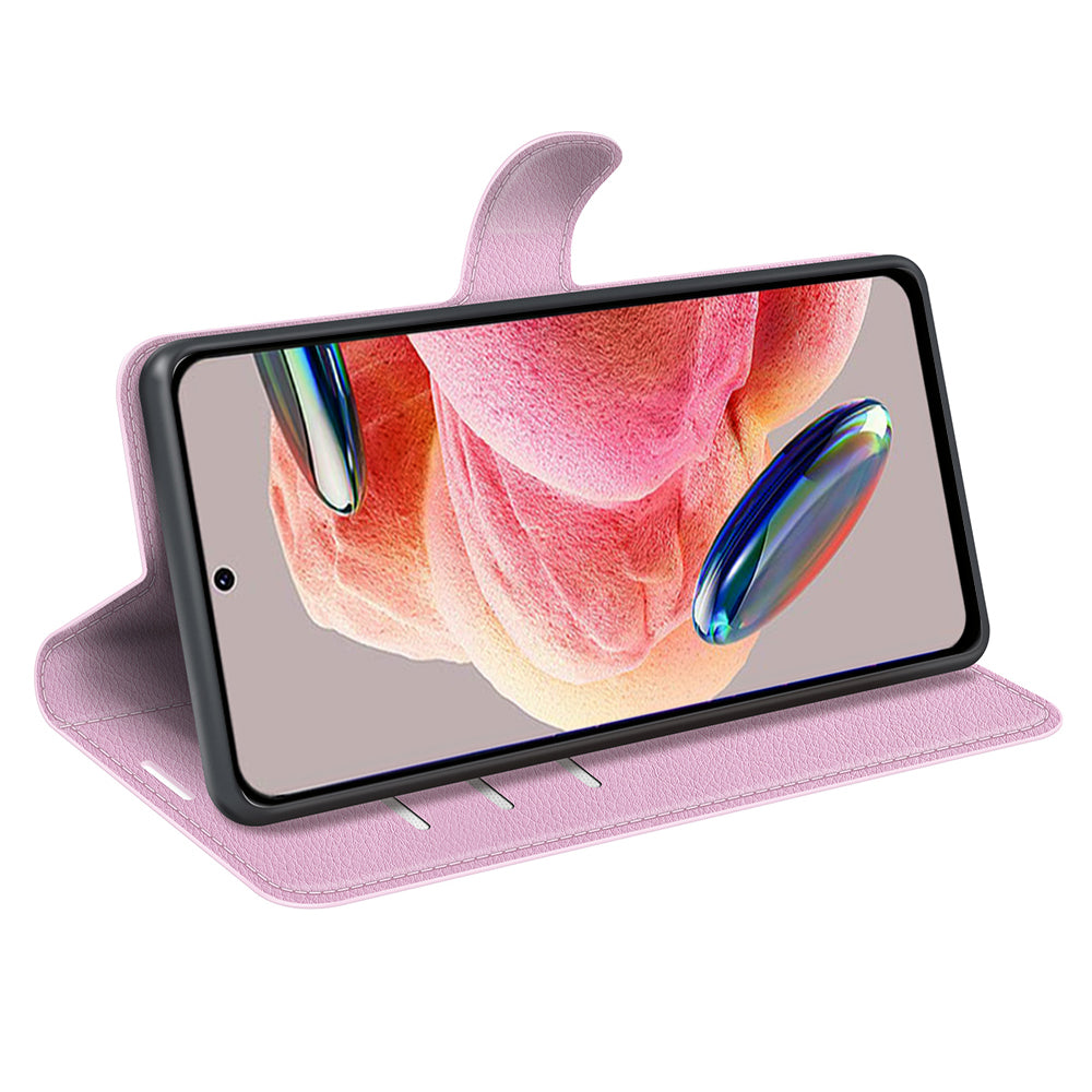 For Xiaomi Redmi Note 12 4G Litchi Texture PU Leather Wallet Anti-drop Shell Flip Stand Phone Case