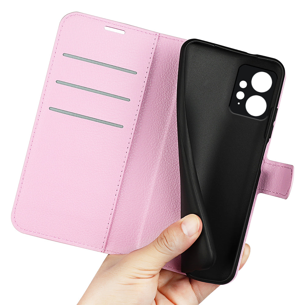 For Xiaomi Redmi Note 12 4G Litchi Texture PU Leather Wallet Anti-drop Shell Flip Stand Phone Case