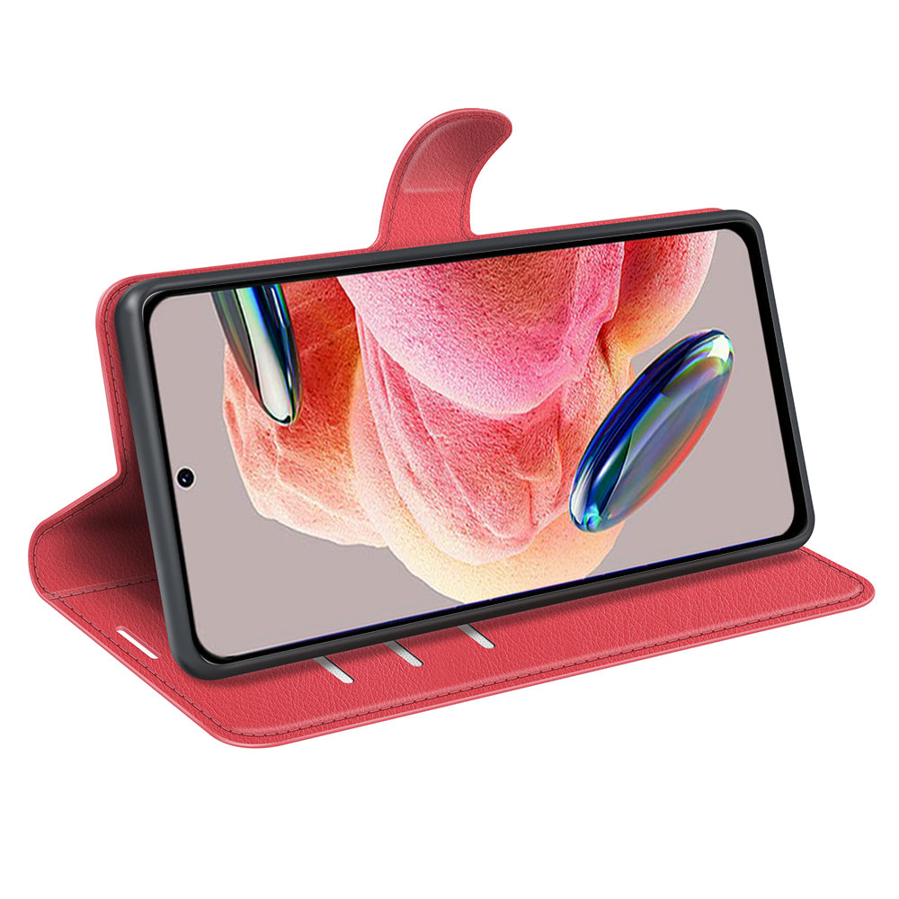 For Xiaomi Redmi Note 12 4G Litchi Texture PU Leather Wallet Anti-drop Shell Flip Stand Phone Case