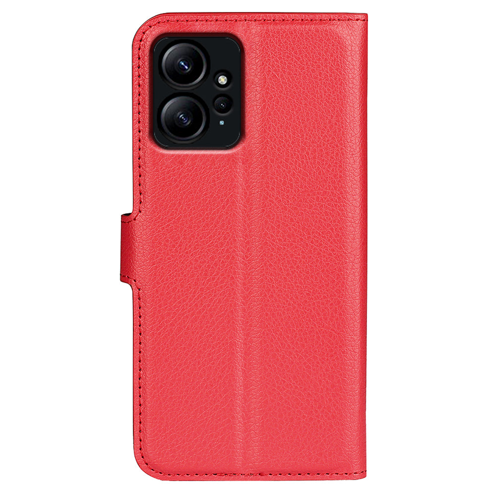For Xiaomi Redmi Note 12 4G Litchi Texture PU Leather Wallet Anti-drop Shell Flip Stand Phone Case