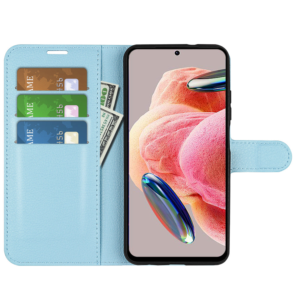 For Xiaomi Redmi Note 12 4G Litchi Texture PU Leather Wallet Anti-drop Shell Flip Stand Phone Case