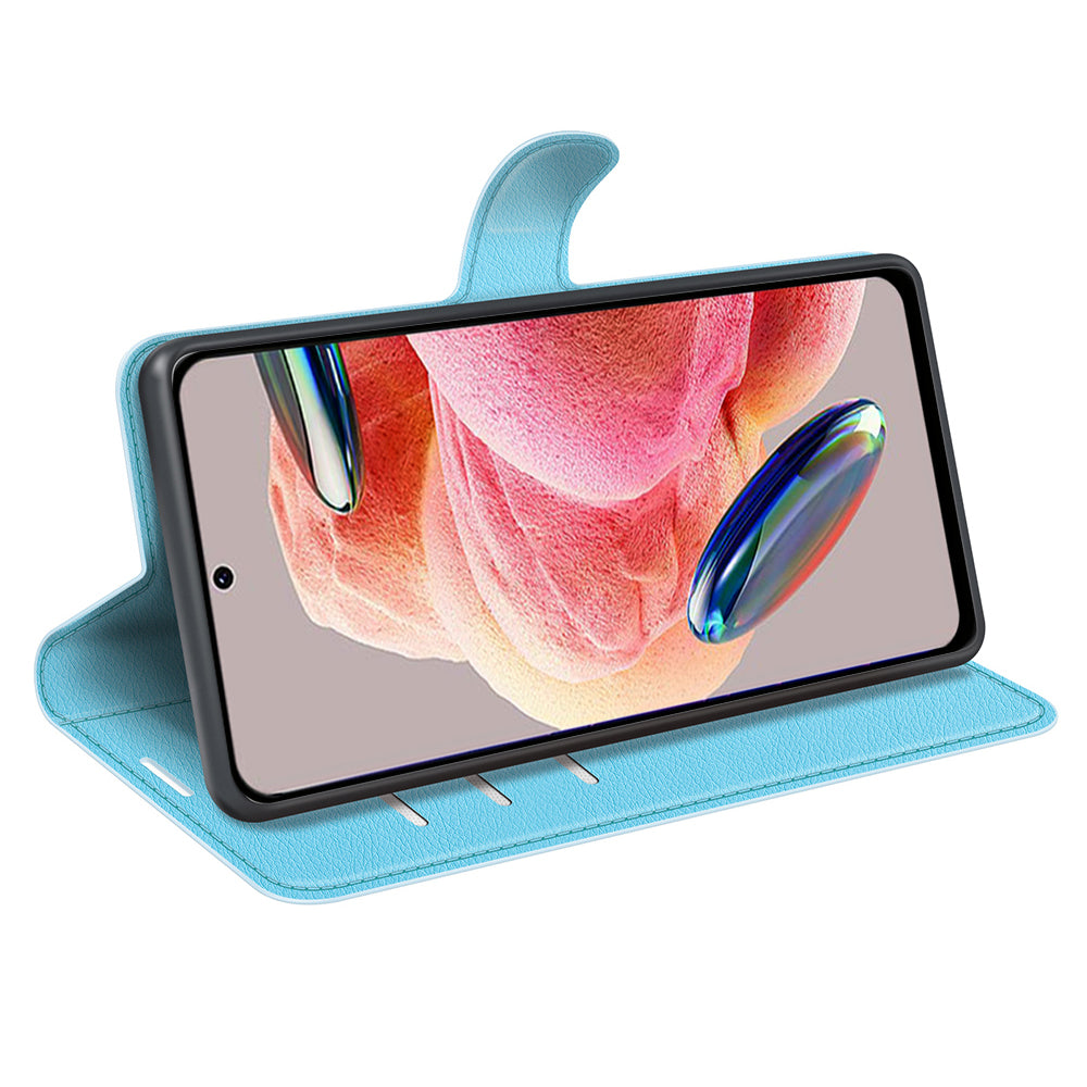 For Xiaomi Redmi Note 12 4G Litchi Texture PU Leather Wallet Anti-drop Shell Flip Stand Phone Case