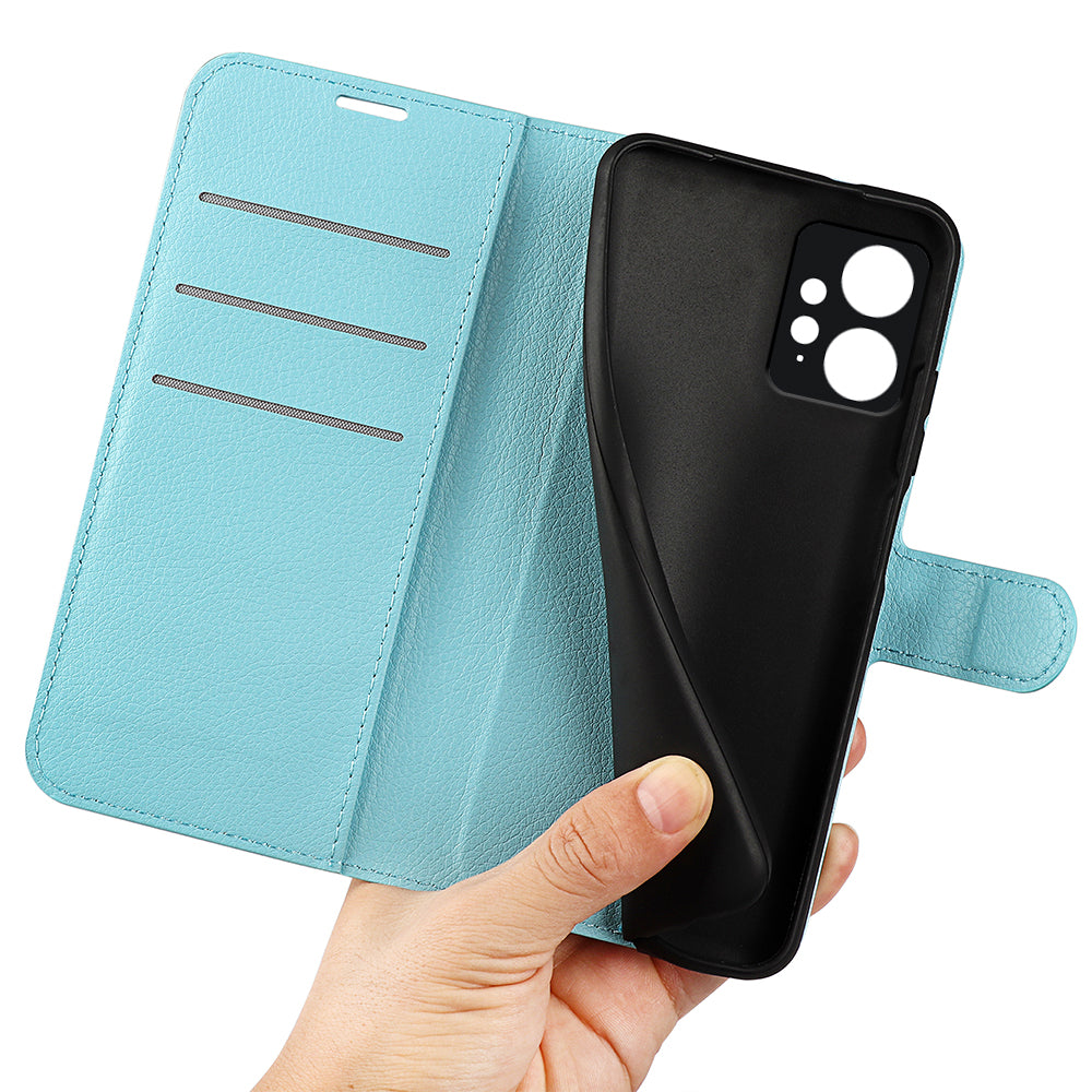 For Xiaomi Redmi Note 12 4G Litchi Texture PU Leather Wallet Anti-drop Shell Flip Stand Phone Case