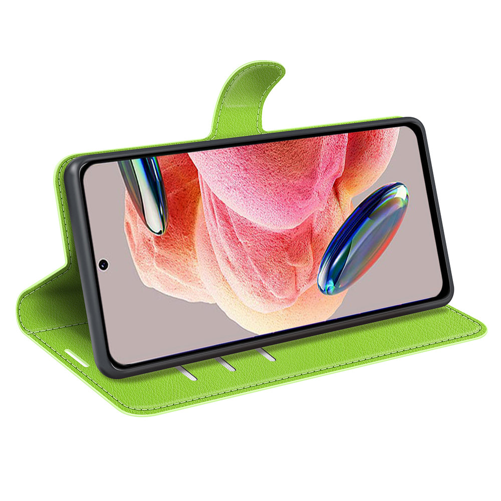 For Xiaomi Redmi Note 12 4G Litchi Texture PU Leather Wallet Anti-drop Shell Flip Stand Phone Case