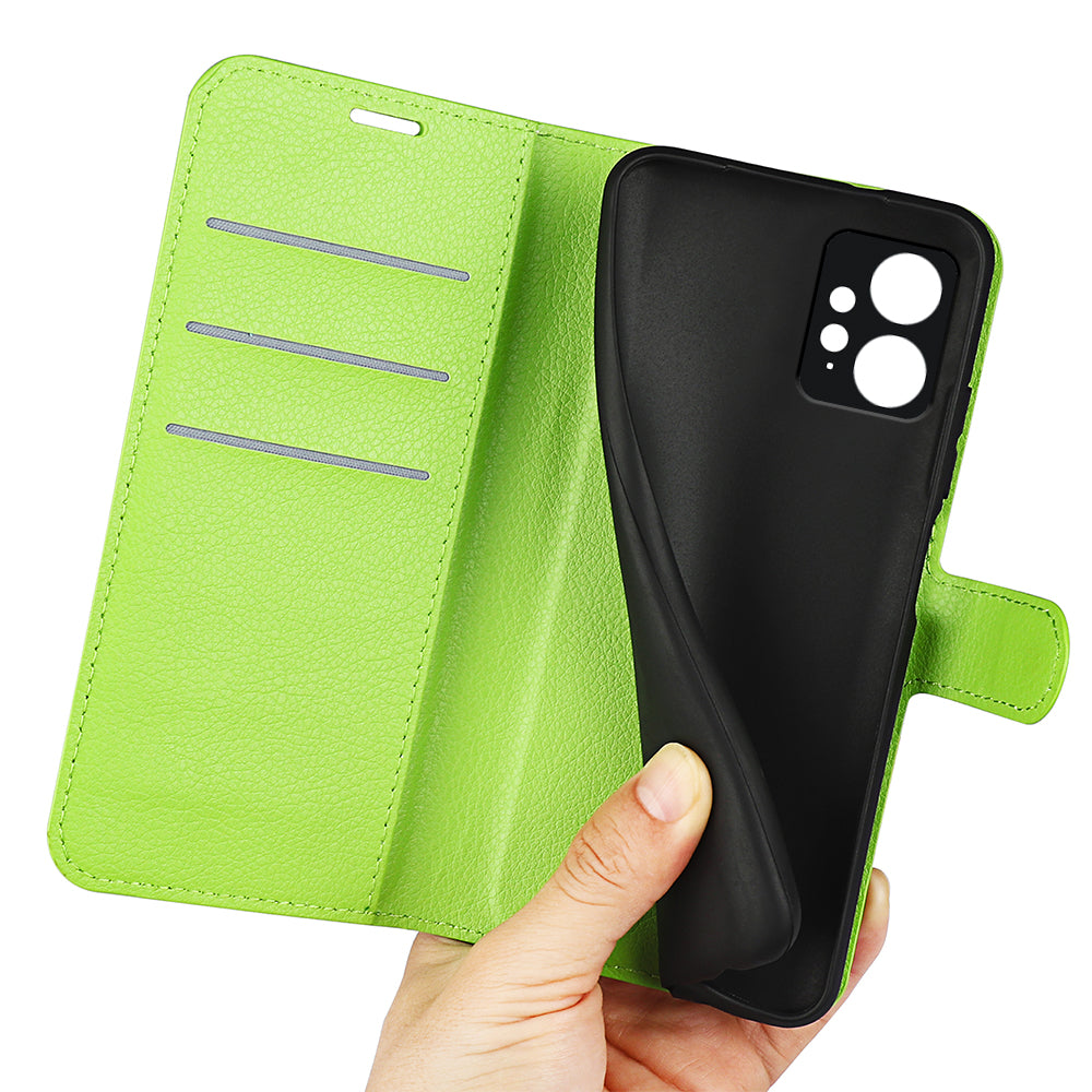 For Xiaomi Redmi Note 12 4G Litchi Texture PU Leather Wallet Anti-drop Shell Flip Stand Phone Case