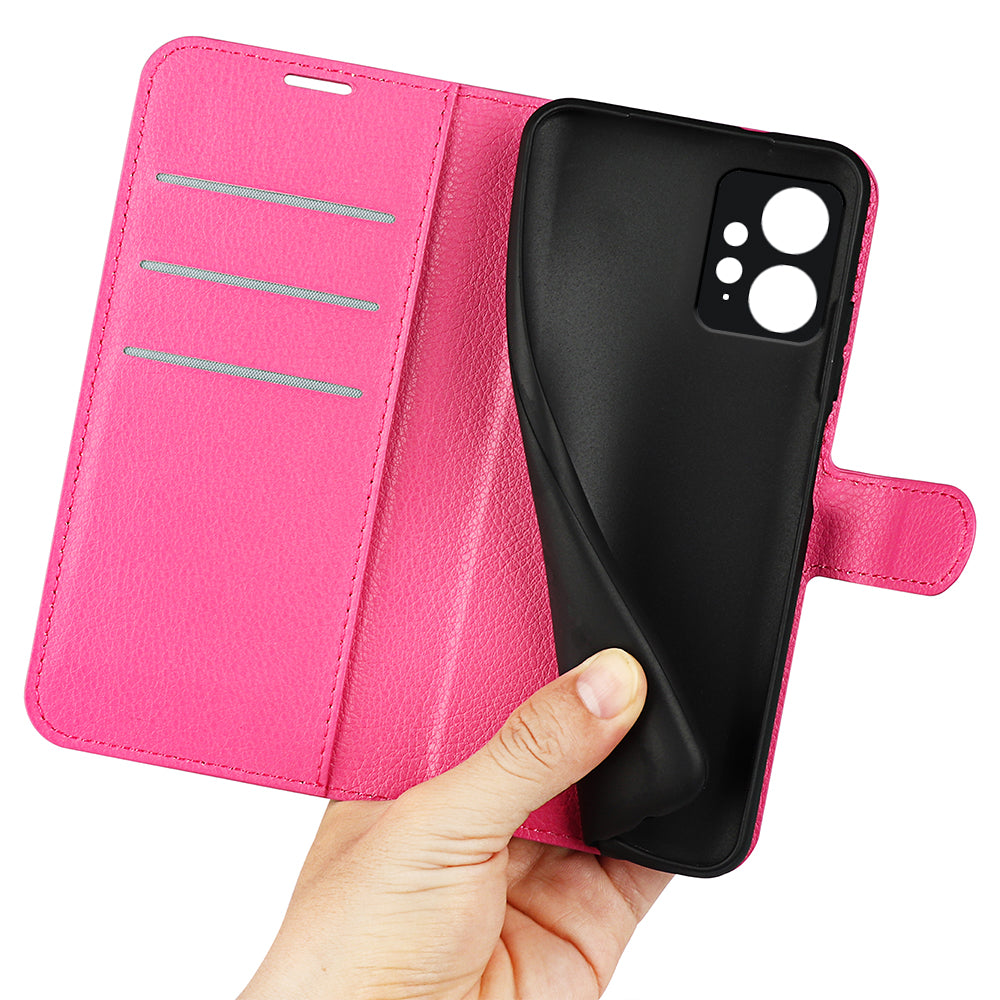 For Xiaomi Redmi Note 12 4G Litchi Texture PU Leather Wallet Anti-drop Shell Flip Stand Phone Case