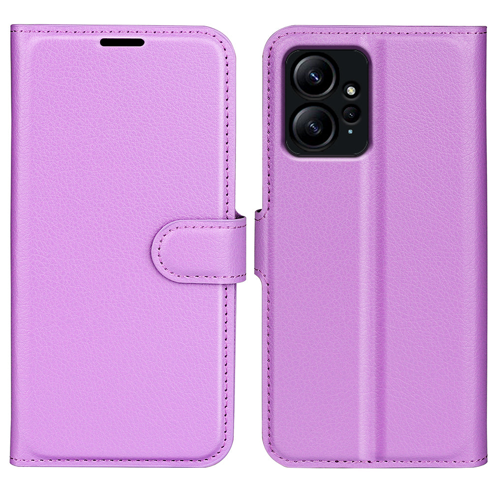 For Xiaomi Redmi Note 12 4G Litchi Texture PU Leather Wallet Anti-drop Shell Flip Stand Phone Case