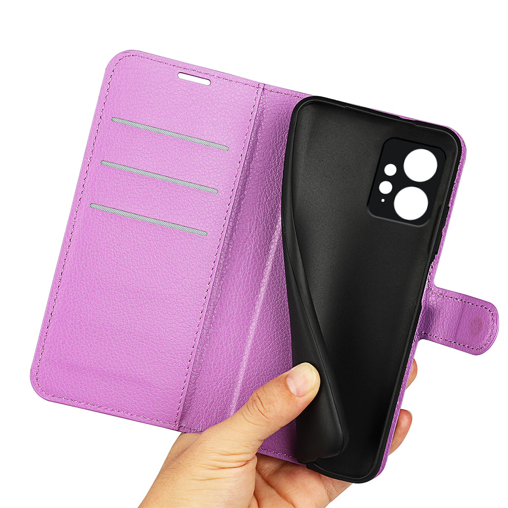 For Xiaomi Redmi Note 12 4G Litchi Texture PU Leather Wallet Anti-drop Shell Flip Stand Phone Case