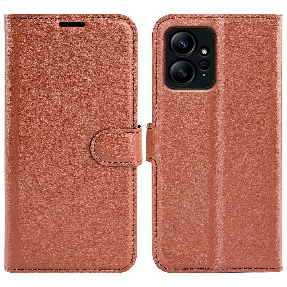 For Xiaomi Redmi Note 12 4G Litchi Texture PU Leather Wallet Anti-drop Shell Flip Stand Phone Case