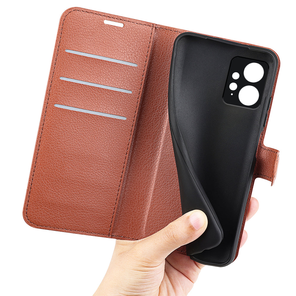 For Xiaomi Redmi Note 12 4G Litchi Texture PU Leather Wallet Anti-drop Shell Flip Stand Phone Case