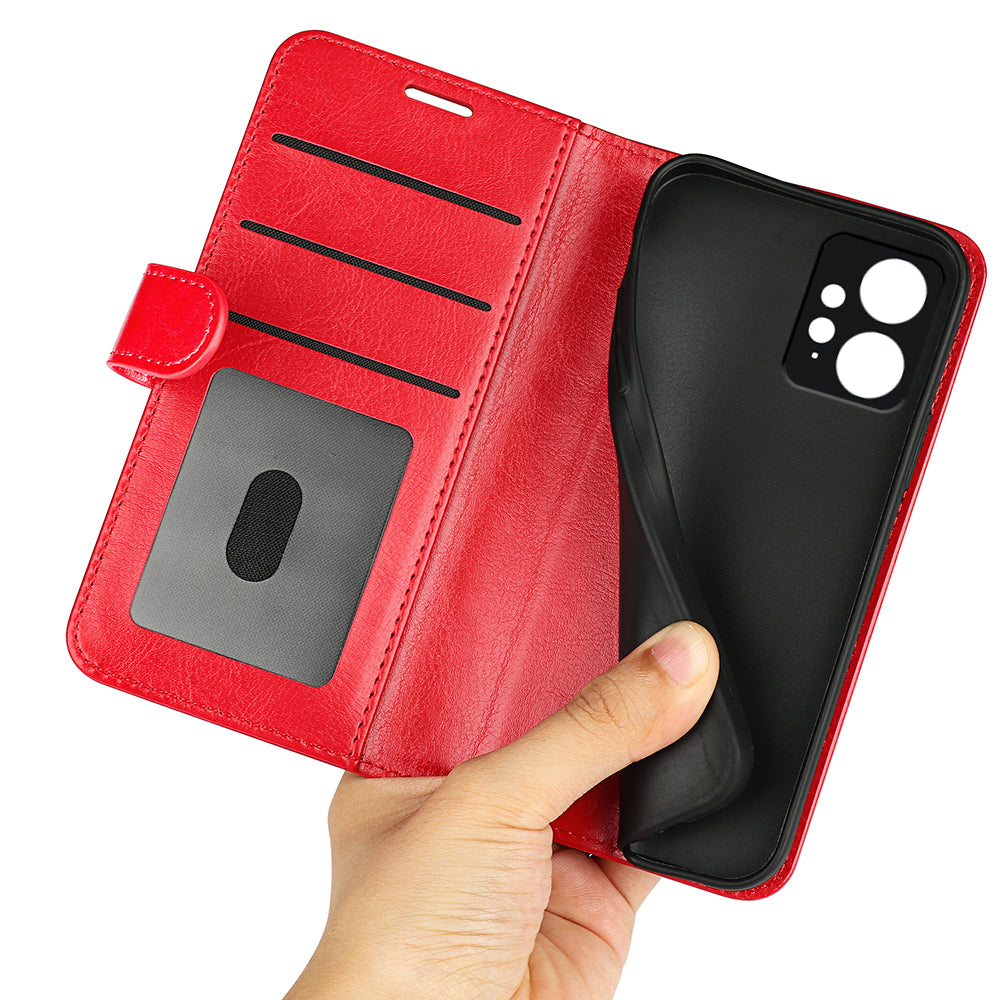 For Xiaomi Redmi Note 12 4G Crazy Horse Texture Drop-proof Phone Case PU Leather Wallet Flip Stand Cover