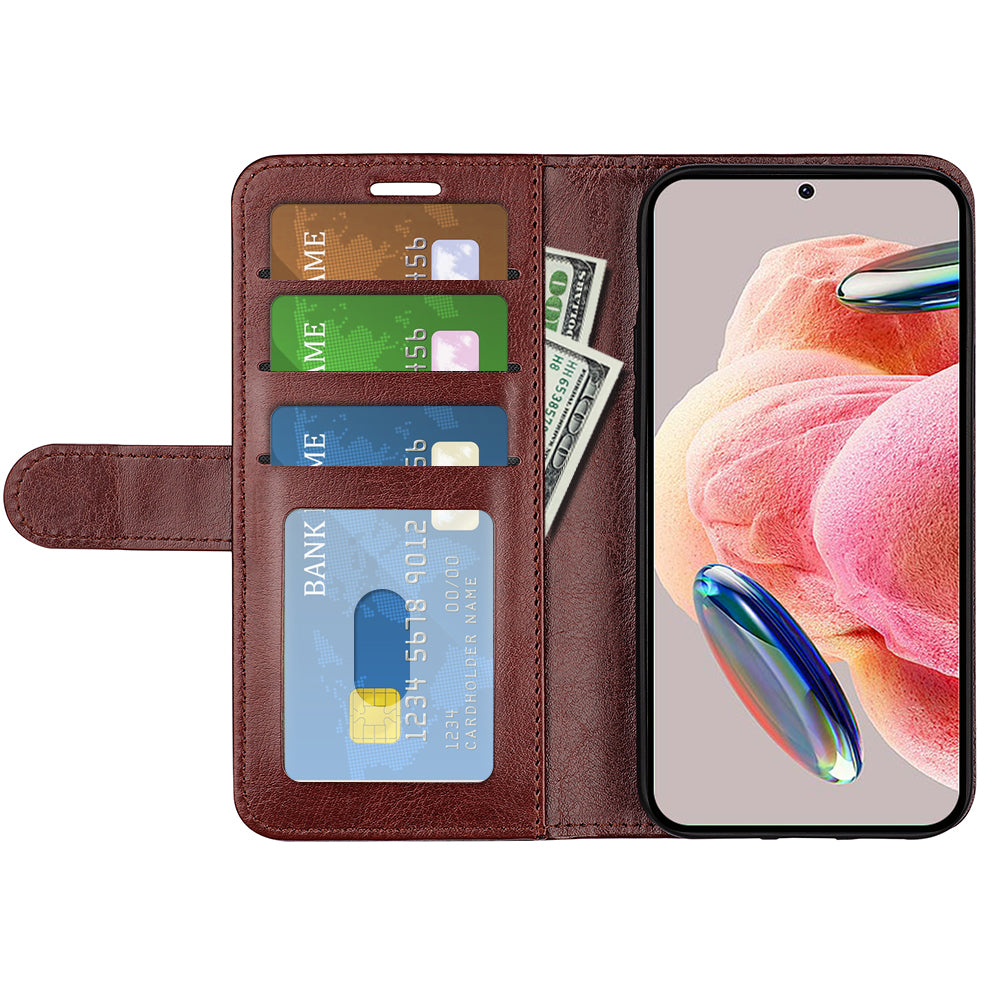 For Xiaomi Redmi Note 12 4G Crazy Horse Texture Drop-proof Phone Case PU Leather Wallet Flip Stand Cover