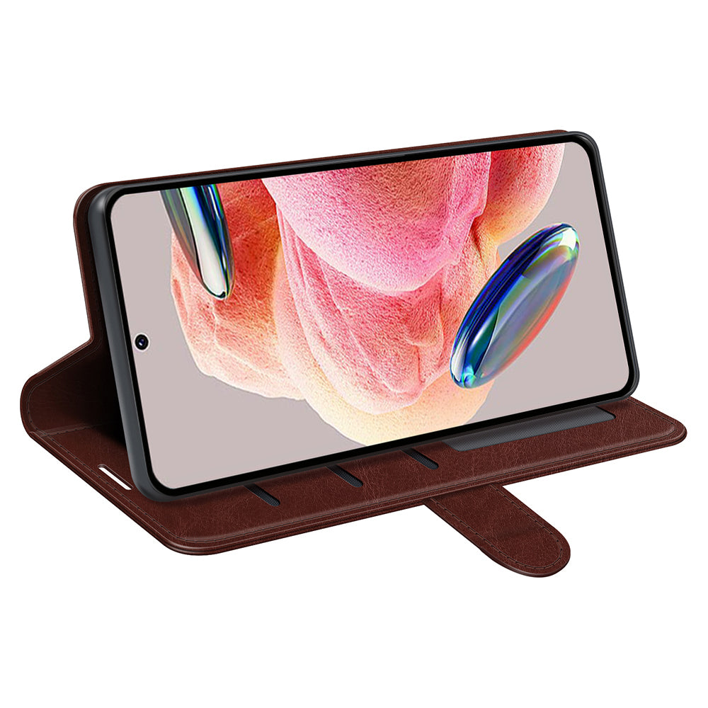 For Xiaomi Redmi Note 12 4G Crazy Horse Texture Drop-proof Phone Case PU Leather Wallet Flip Stand Cover