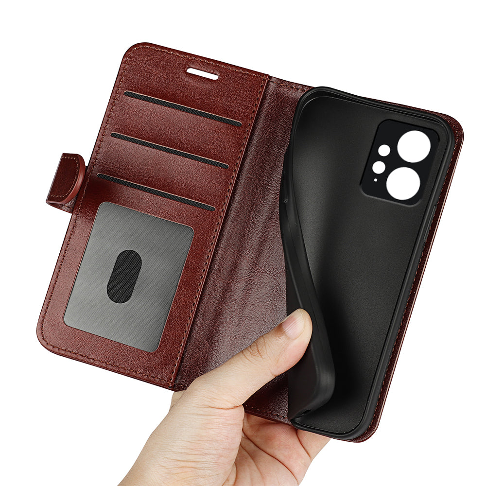 For Xiaomi Redmi Note 12 4G Crazy Horse Texture Drop-proof Phone Case PU Leather Wallet Flip Stand Cover