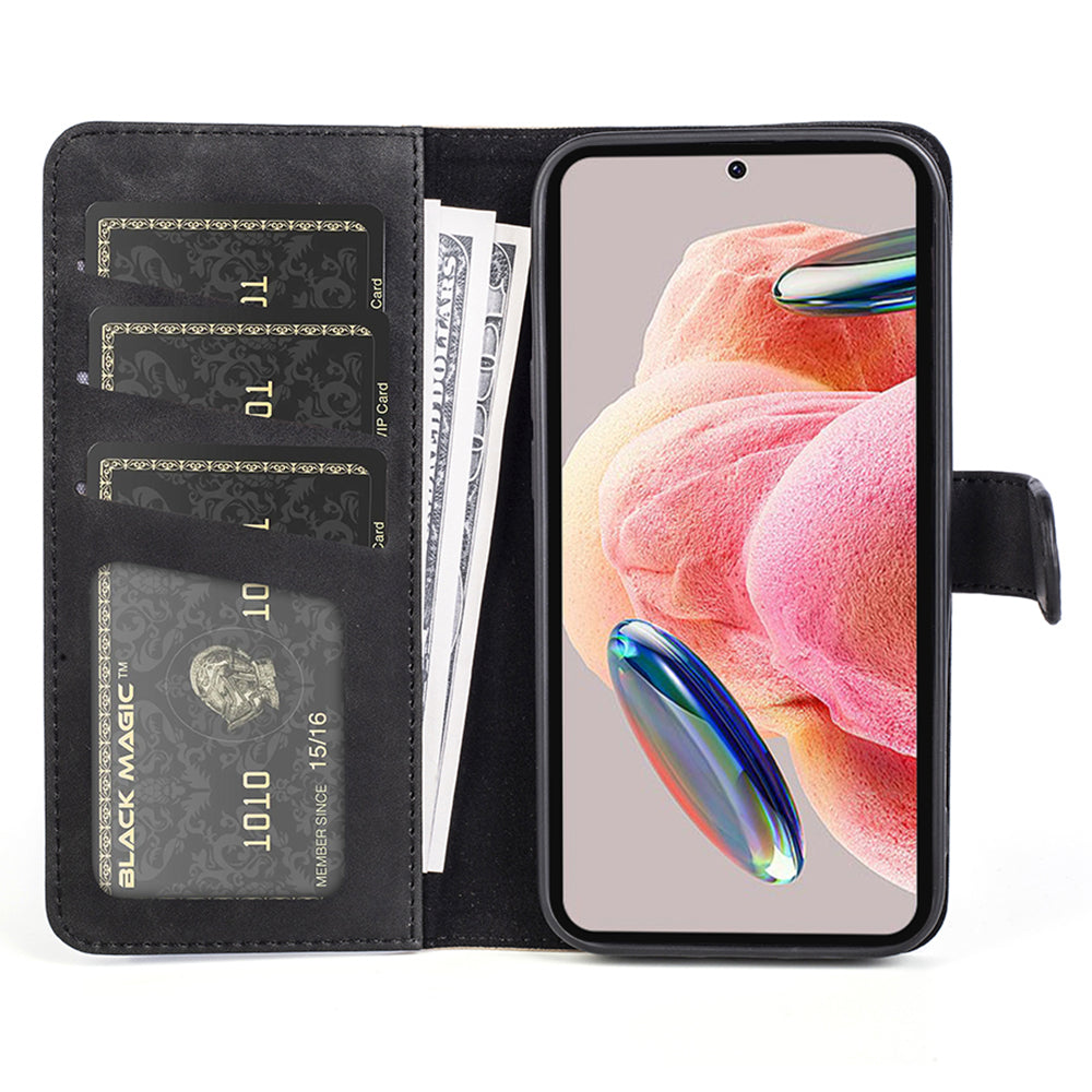 For Xiaomi Redmi Note 12 4G Dual Color Splicing Leather Wallet Anti-drop Cover Flip Stand Phone Case