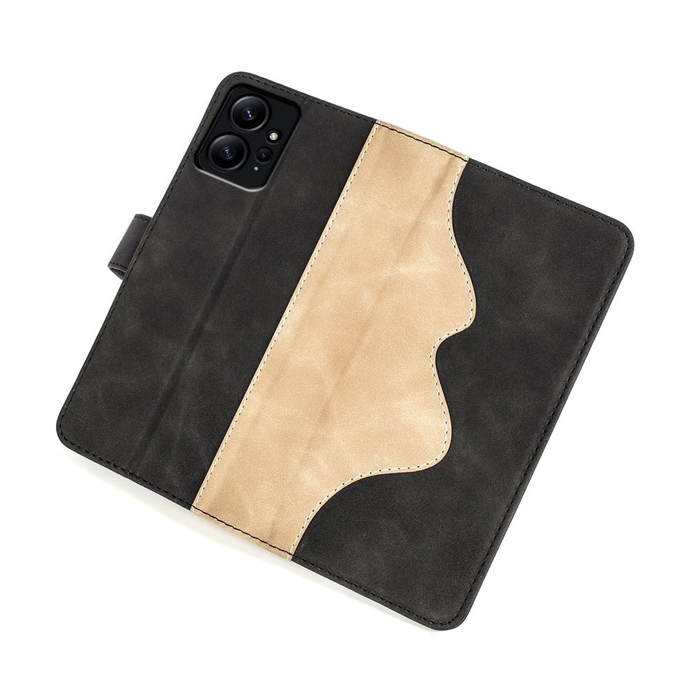 For Xiaomi Redmi Note 12 4G Dual Color Splicing Leather Wallet Anti-drop Cover Flip Stand Phone Case