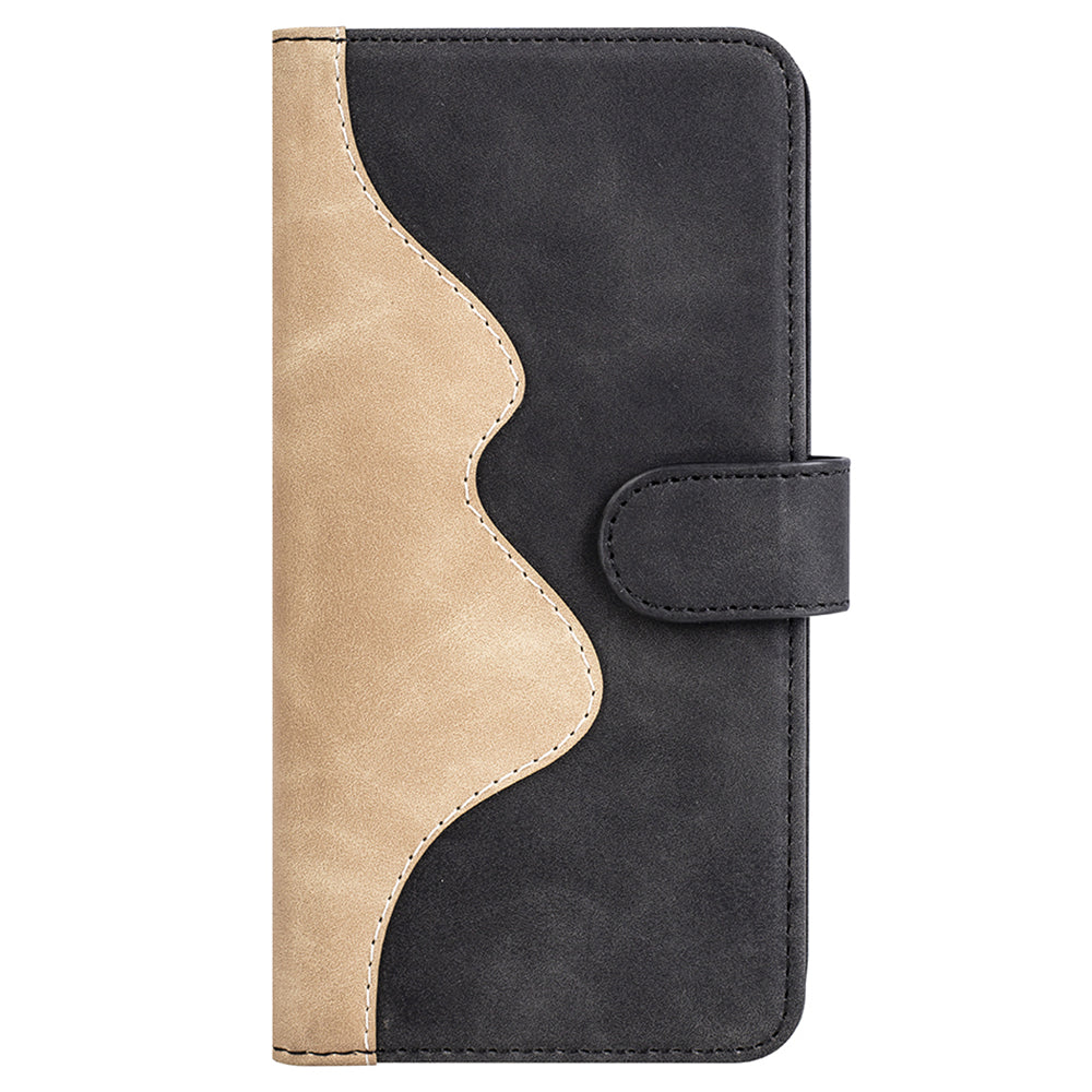 For Xiaomi Redmi Note 12 4G Dual Color Splicing Leather Wallet Anti-drop Cover Flip Stand Phone Case