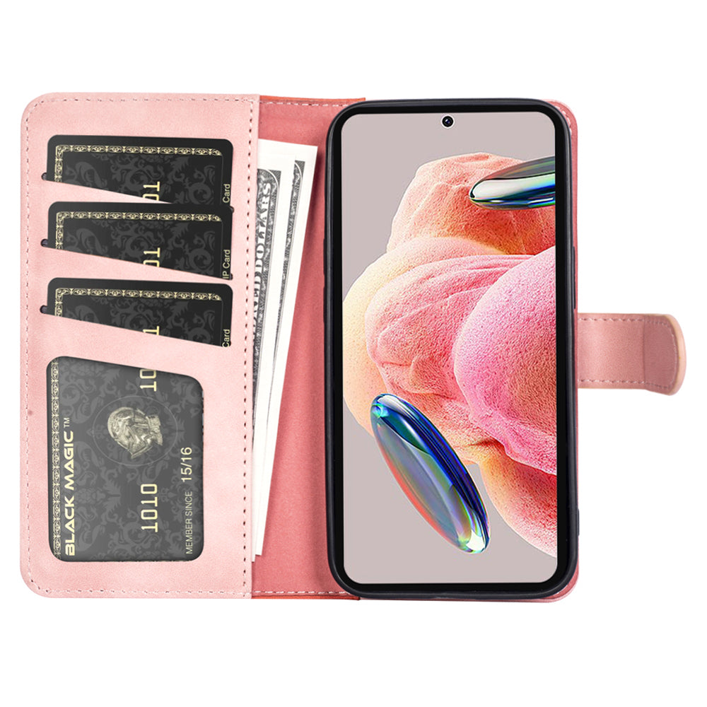 For Xiaomi Redmi Note 12 4G Dual Color Splicing Leather Wallet Anti-drop Cover Flip Stand Phone Case