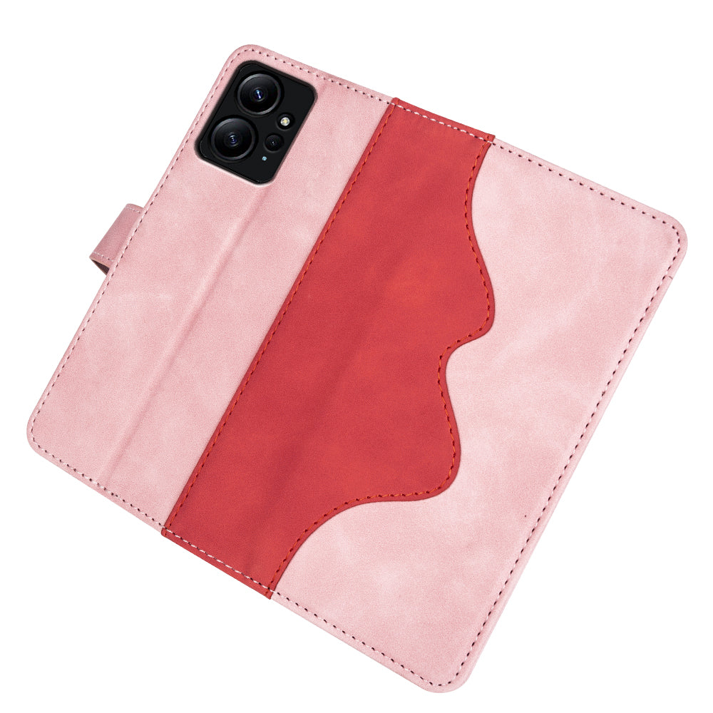 For Xiaomi Redmi Note 12 4G Dual Color Splicing Leather Wallet Anti-drop Cover Flip Stand Phone Case