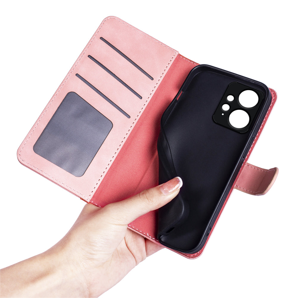 For Xiaomi Redmi Note 12 4G Dual Color Splicing Leather Wallet Anti-drop Cover Flip Stand Phone Case