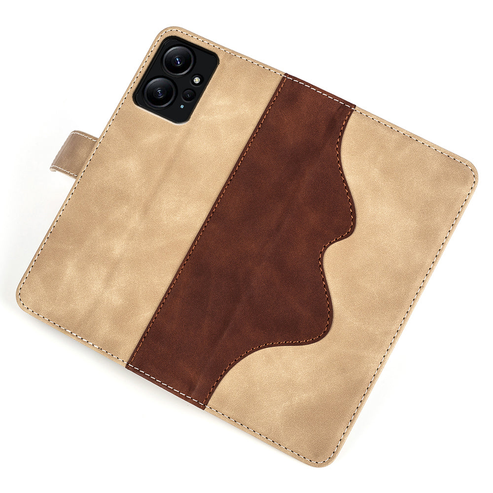 For Xiaomi Redmi Note 12 4G Dual Color Splicing Leather Wallet Anti-drop Cover Flip Stand Phone Case