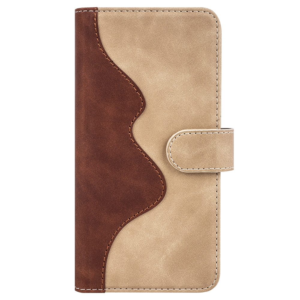 For Xiaomi Redmi Note 12 4G Dual Color Splicing Leather Wallet Anti-drop Cover Flip Stand Phone Case