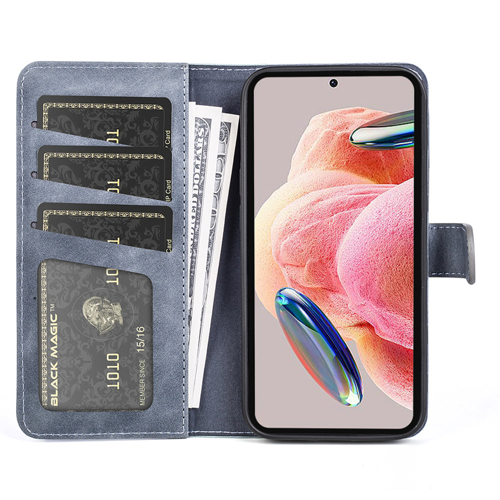 For Xiaomi Redmi Note 12 4G Dual Color Splicing Leather Wallet Anti-drop Cover Flip Stand Phone Case