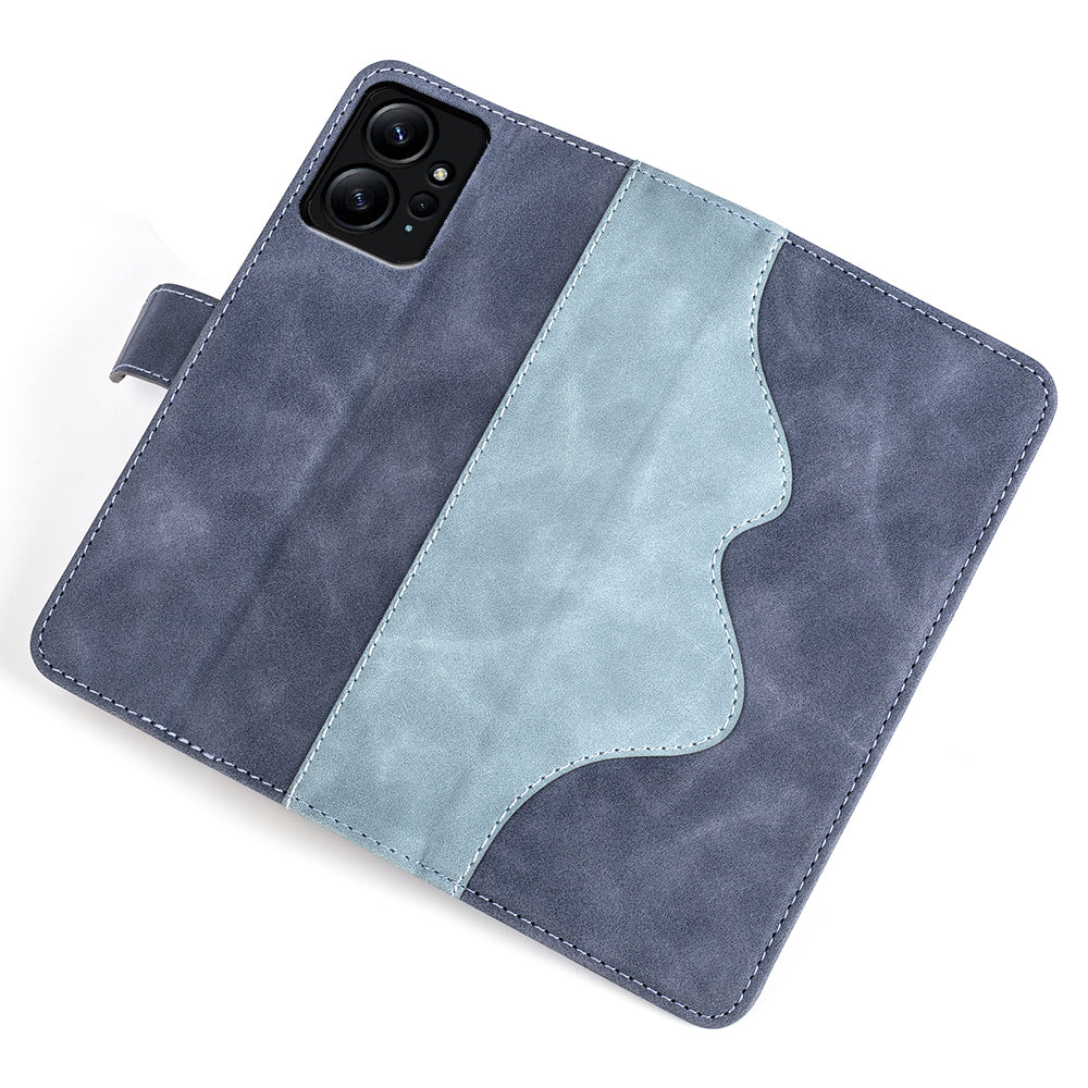 For Xiaomi Redmi Note 12 4G Dual Color Splicing Leather Wallet Anti-drop Cover Flip Stand Phone Case
