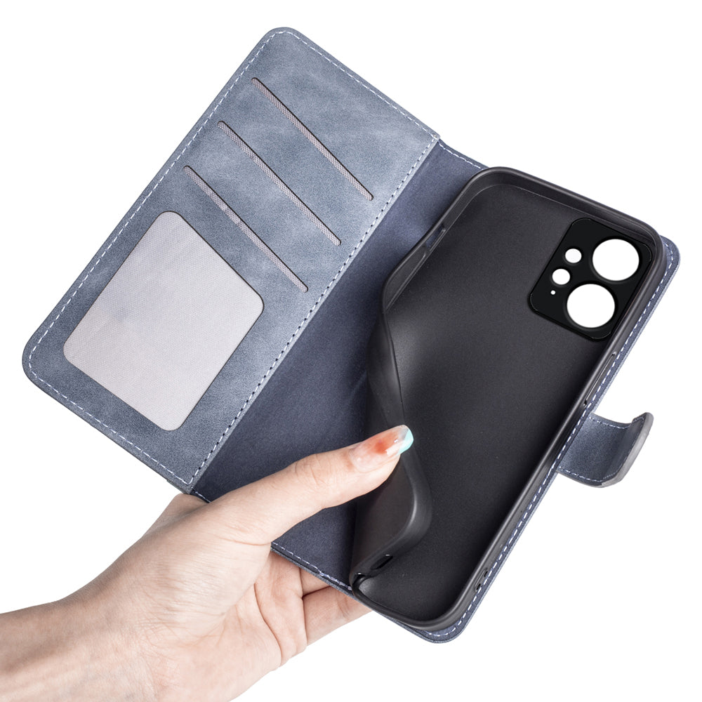For Xiaomi Redmi Note 12 4G Dual Color Splicing Leather Wallet Anti-drop Cover Flip Stand Phone Case