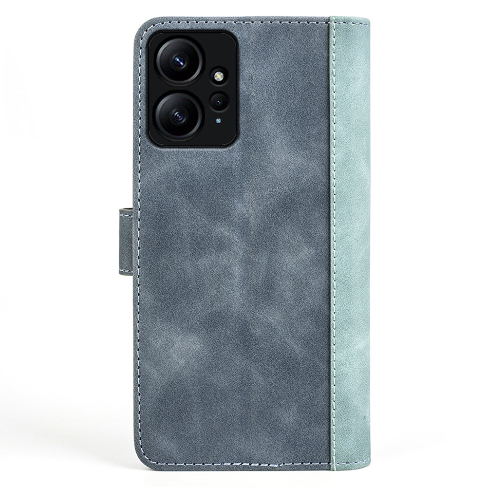 For Xiaomi Redmi Note 12 4G Dual Color Splicing Leather Wallet Anti-drop Cover Flip Stand Phone Case