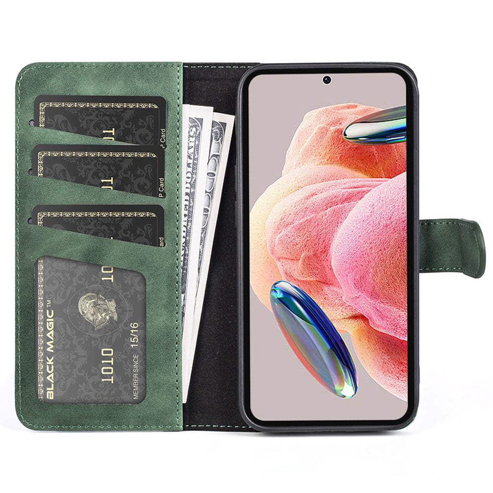 For Xiaomi Redmi Note 12 4G Dual Color Splicing Leather Wallet Anti-drop Cover Flip Stand Phone Case