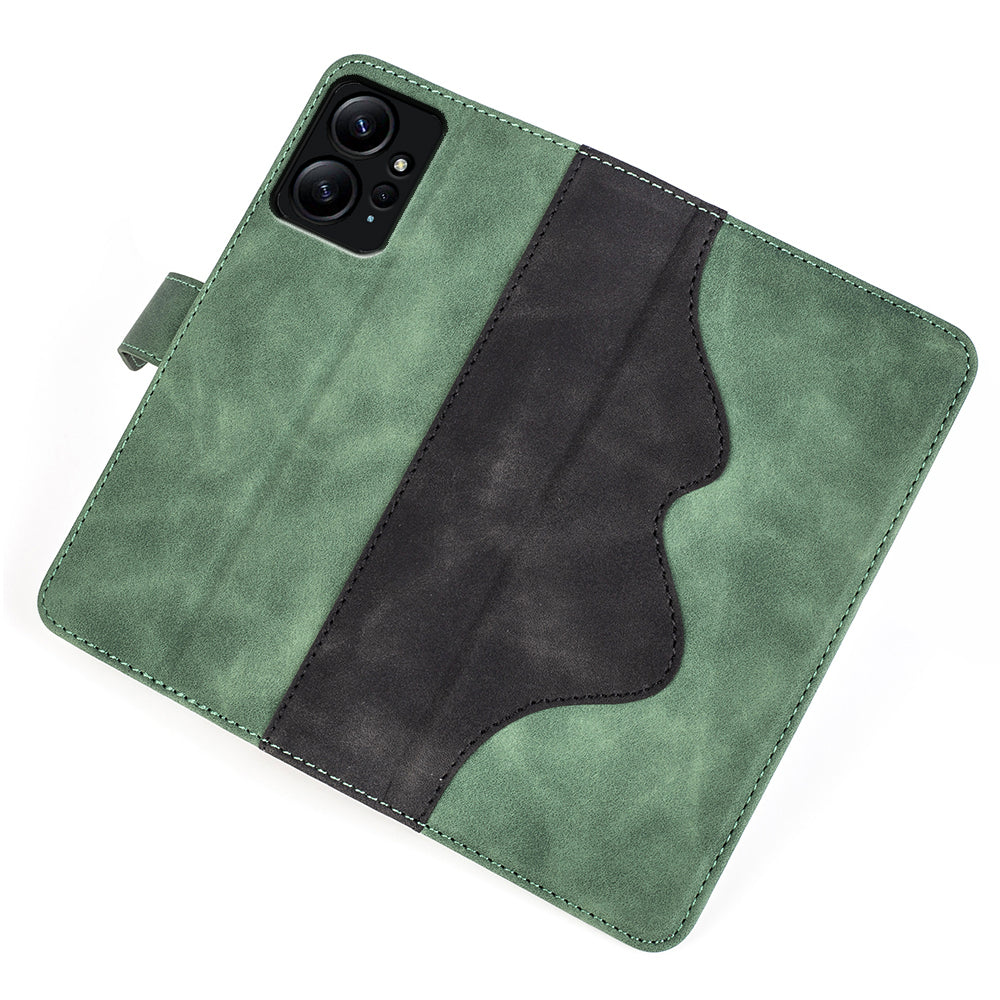 For Xiaomi Redmi Note 12 4G Dual Color Splicing Leather Wallet Anti-drop Cover Flip Stand Phone Case