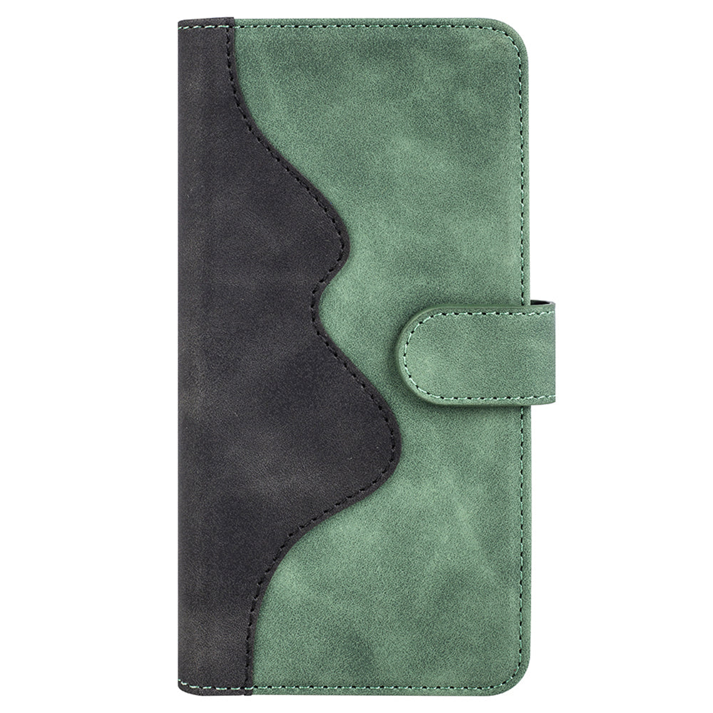 For Xiaomi Redmi Note 12 4G Dual Color Splicing Leather Wallet Anti-drop Cover Flip Stand Phone Case