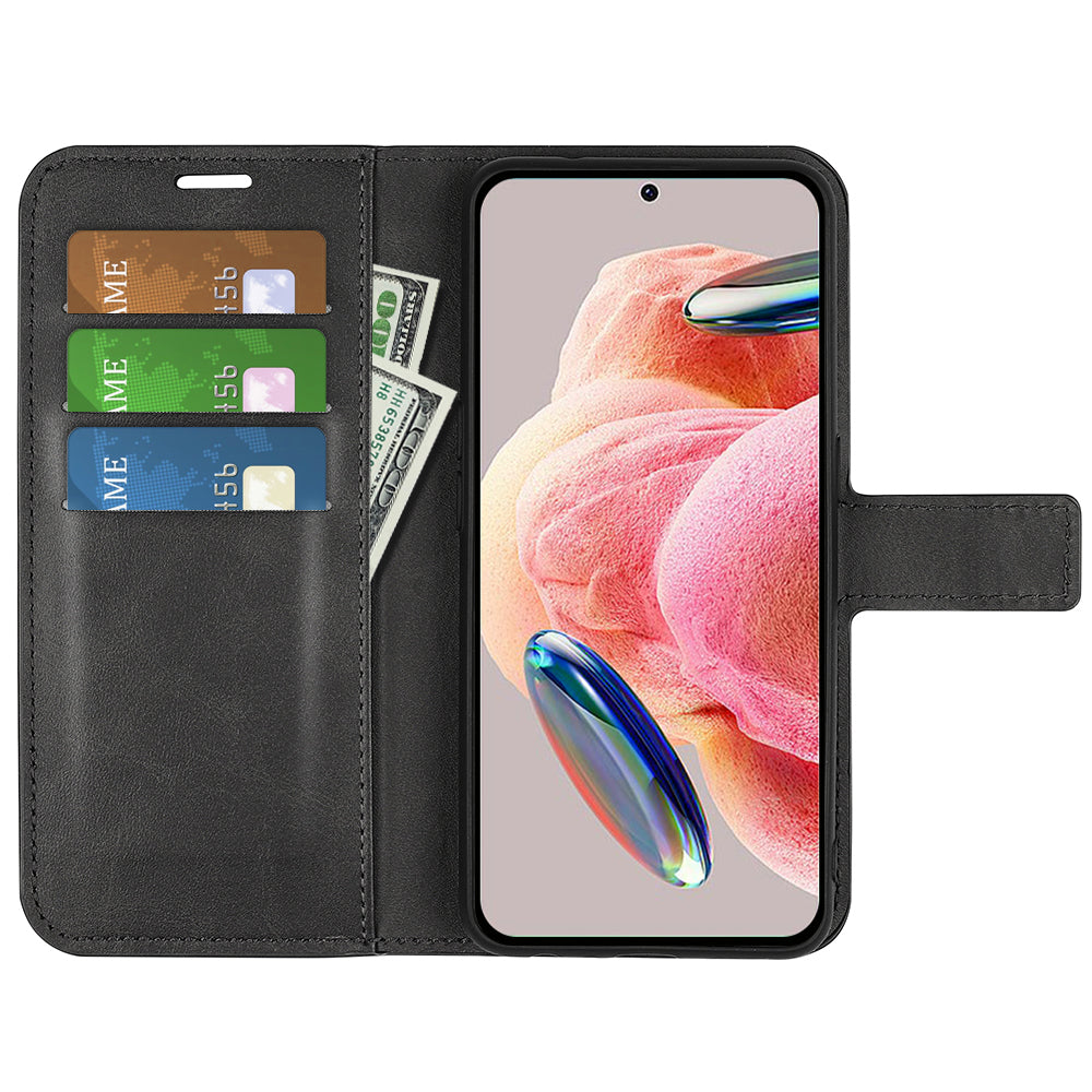 For Xiaomi Redmi Note 12 4G Leather Wallet Protective Shell Calf Texture Square Clasp Stand Phone Case