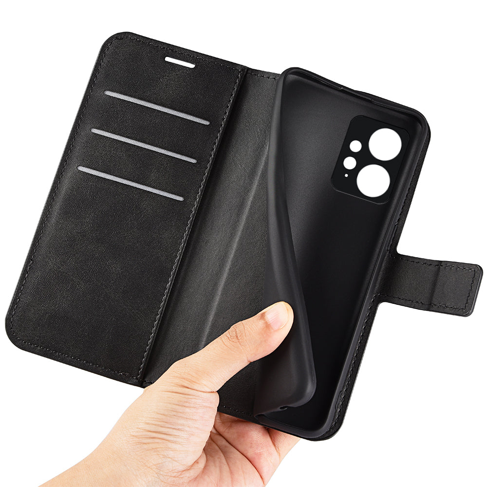 For Xiaomi Redmi Note 12 4G Leather Wallet Protective Shell Calf Texture Square Clasp Stand Phone Case